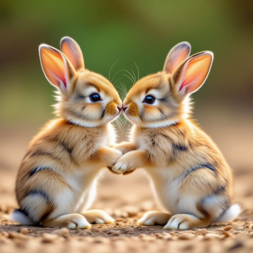 Sweet Baby Bunnies Touching Noses