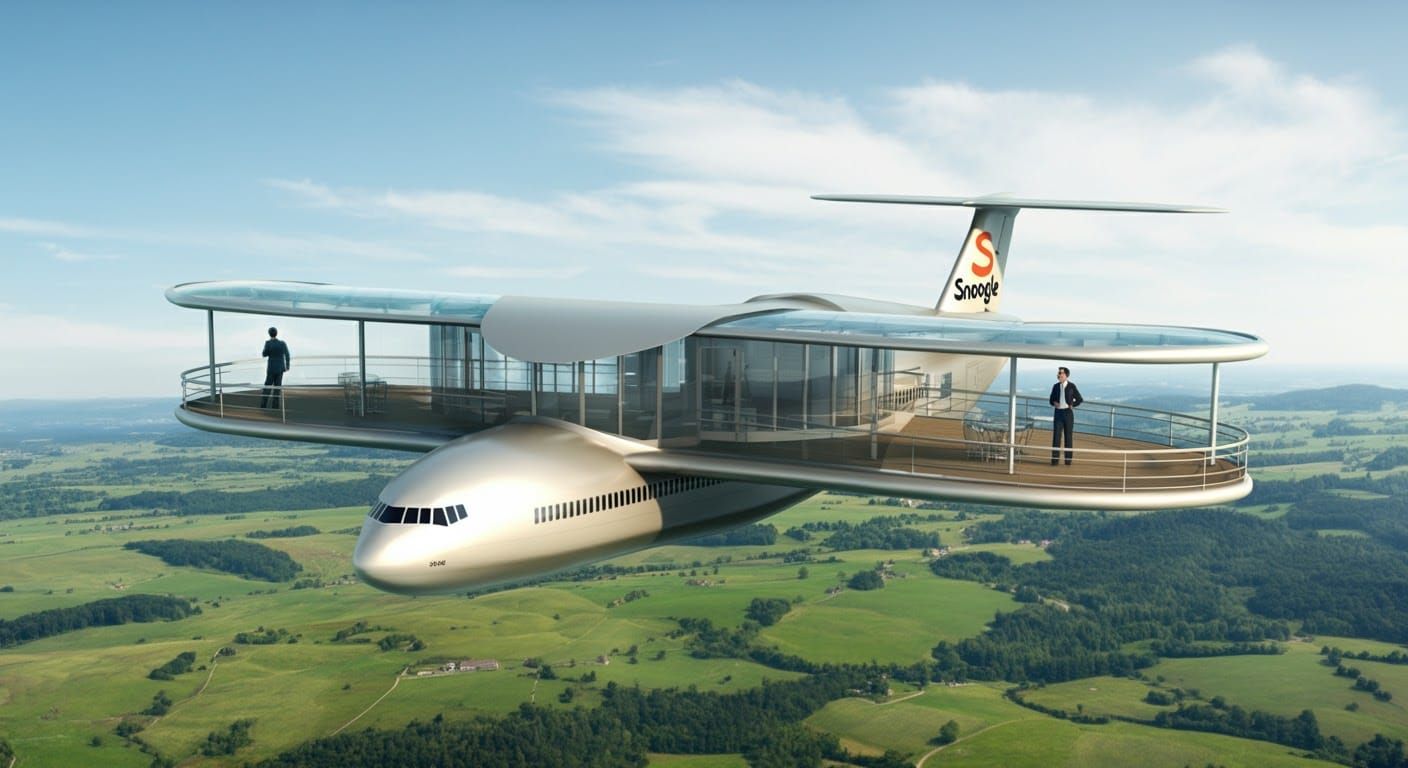 Futuristic Triple-Decker Airplane with Viewing Deck