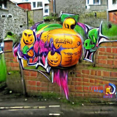 Colorful Halloween Pumpkin Graffiti Art