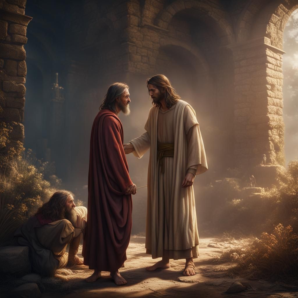 Jesus Heals the Blind Man: Detailed Matte Painting