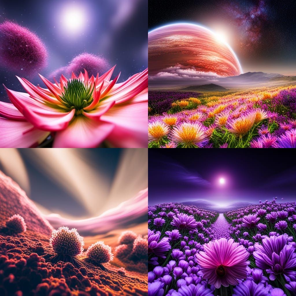 Hyperrealistic Space Flower on Lush Planet