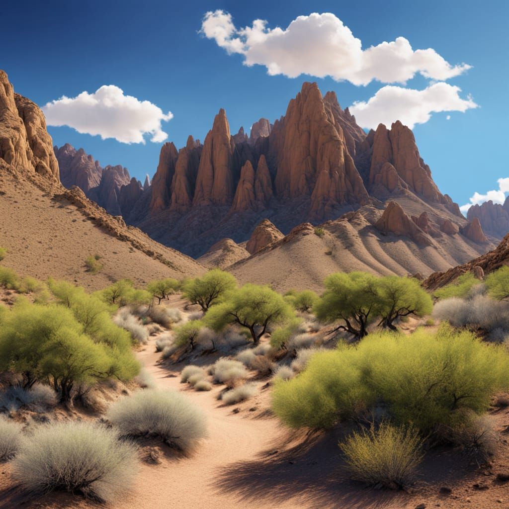 Desert Mountain Landscape in Naturalistic Style