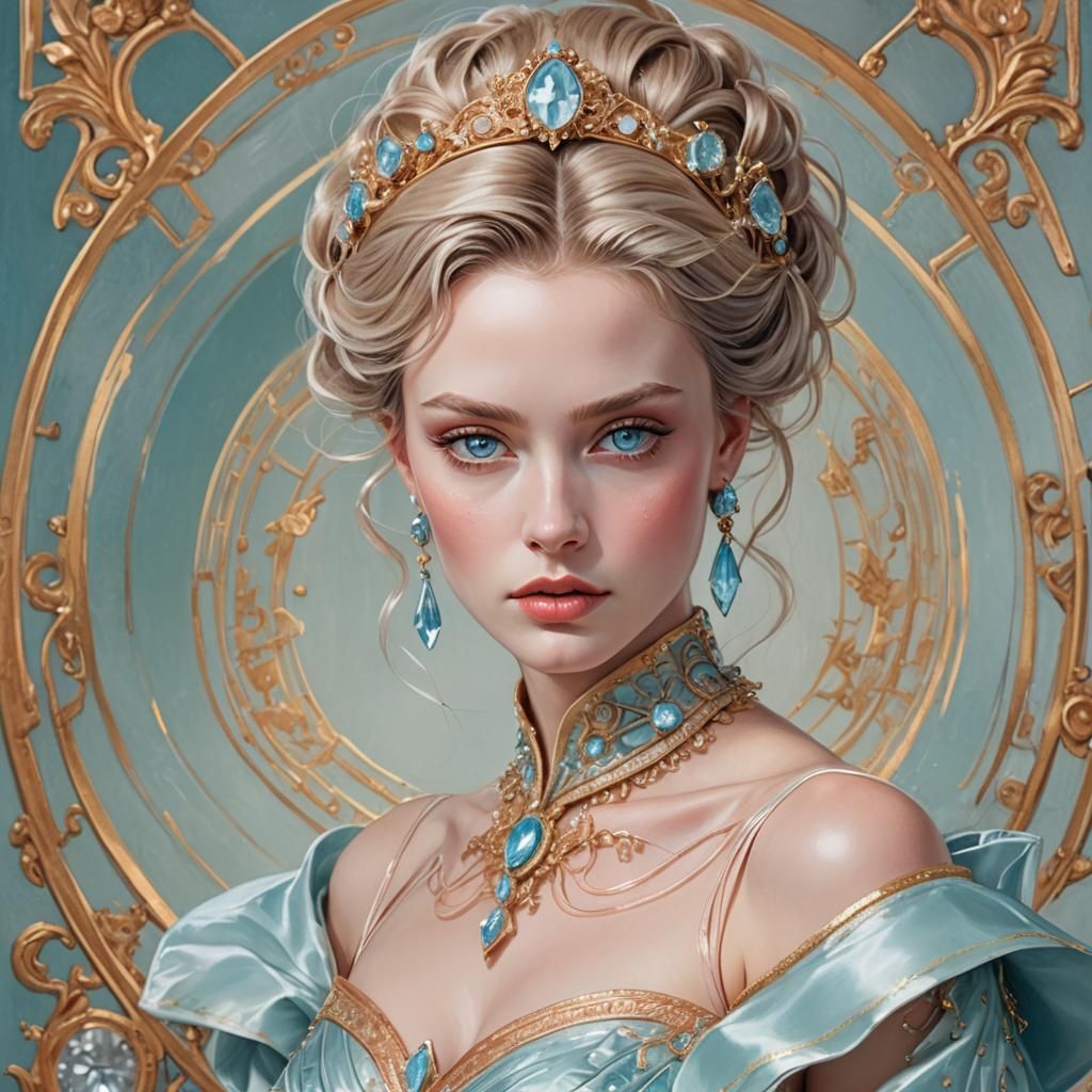 Elegant Woman in Avant-Garde Gown: 3D Anime Art