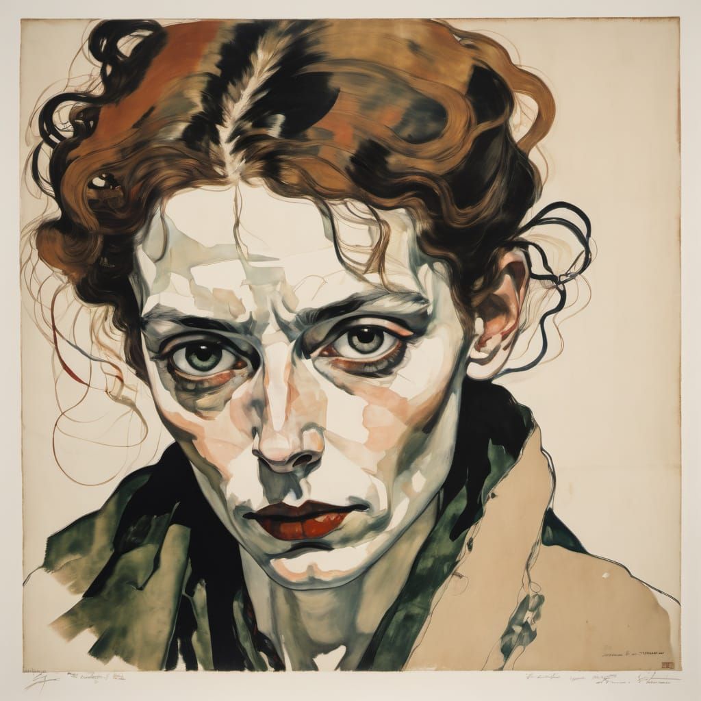 Ethereal Wild Woman in Expressionist Style