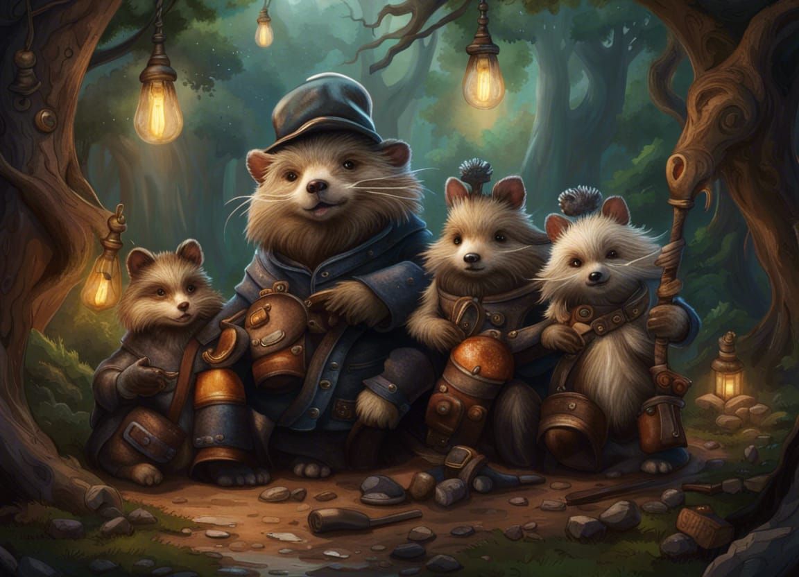 Animal Family Party: Detailed Matte Painting