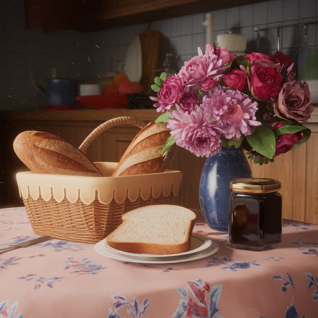 Detailed Kitchen Still Life in Matte Painting Style
