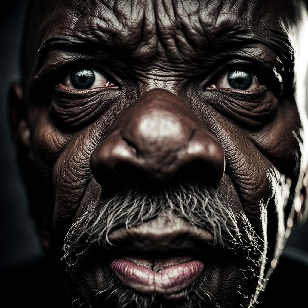 Realistic Portrait of a Black Man with Ambient Light