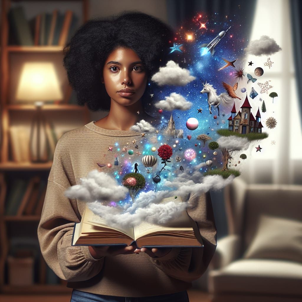 Dreamlike Scene Emanating from an Open Book