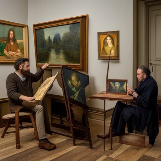 Art Studio Scene in Classic Painting Styles
