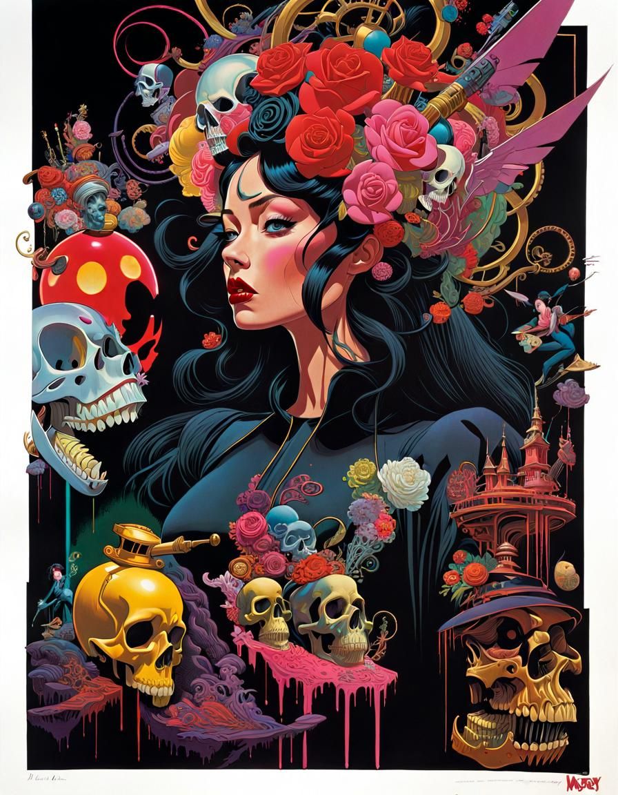 Decaying Disney Princess in Mixed Media Collage