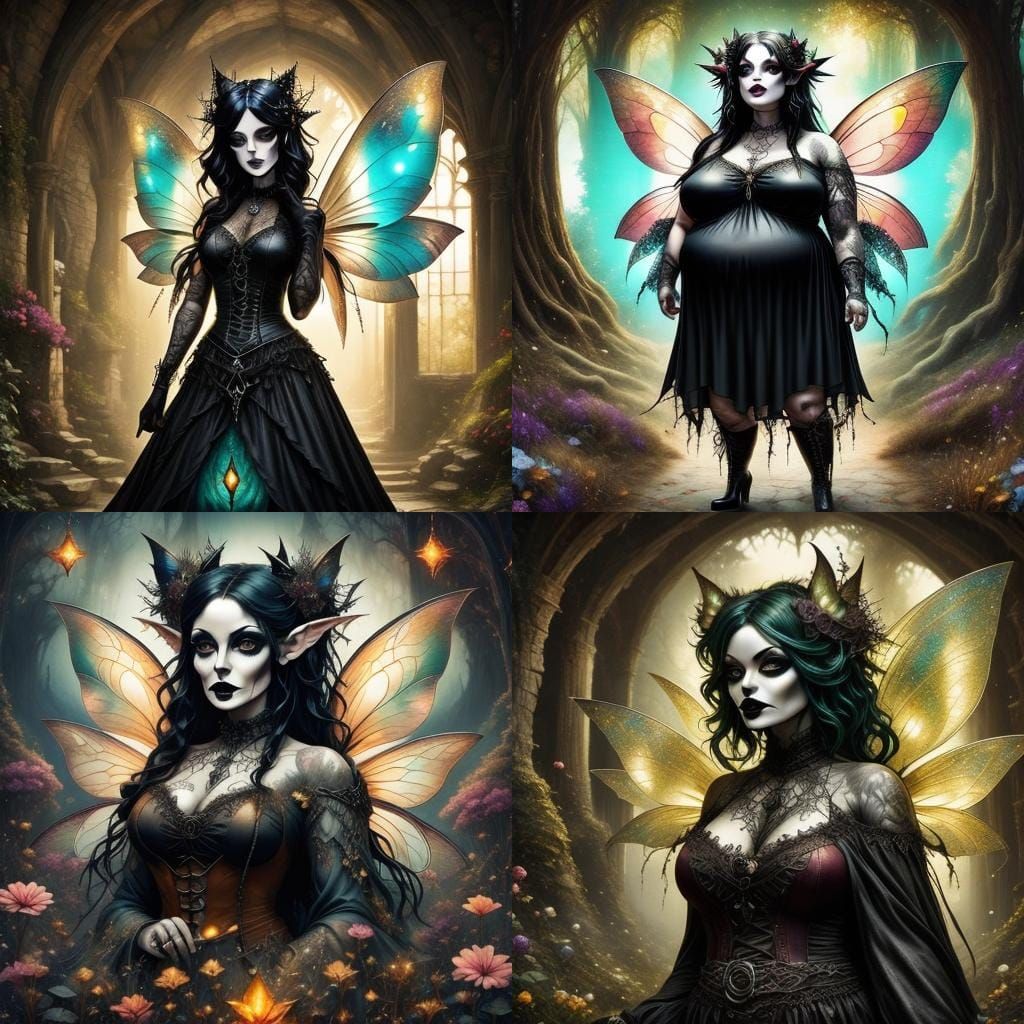 Ethereal Gothic Fairy in Oil Painting Style