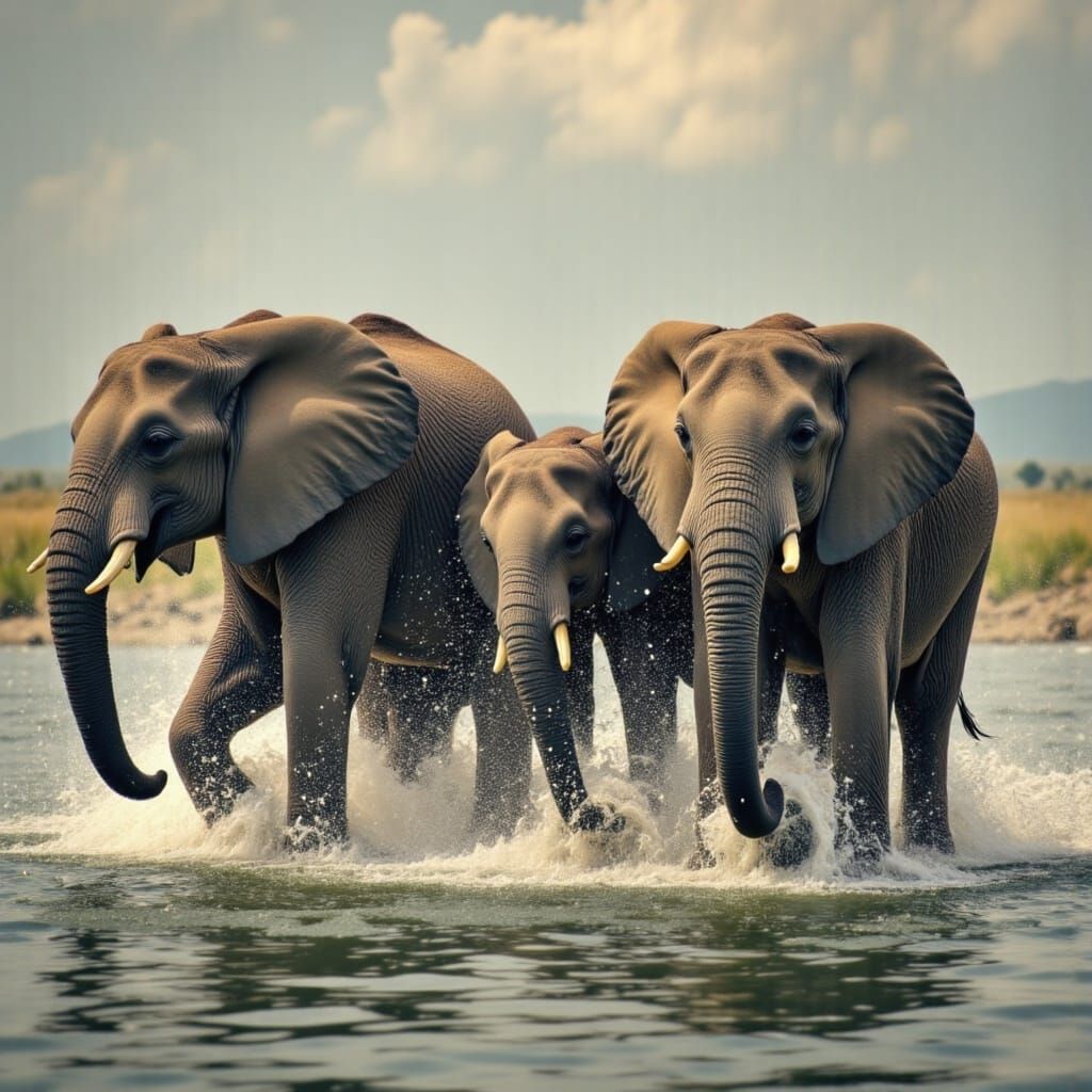 Elephants Dancing in Zambia: Hyperrealistic Tarot Card