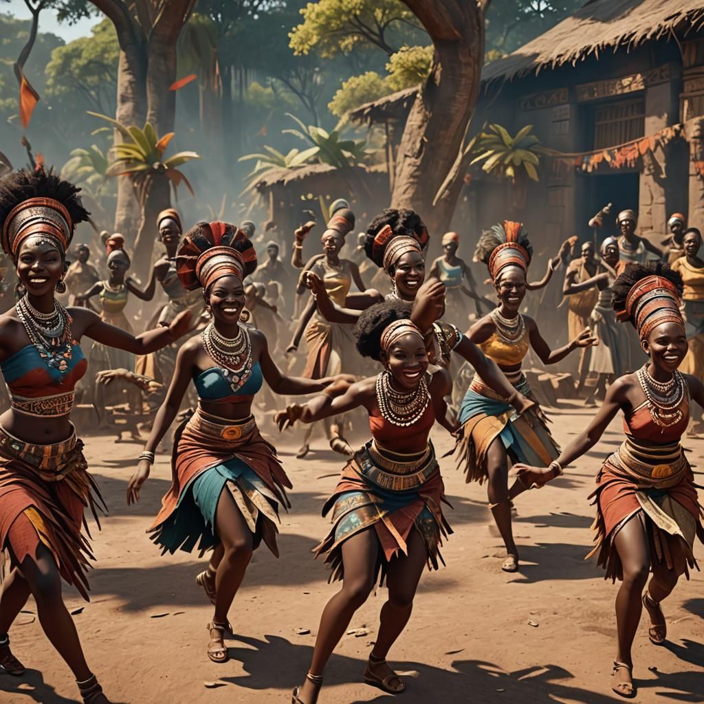 African Girls Dancing: A 1950s Tribal Dance