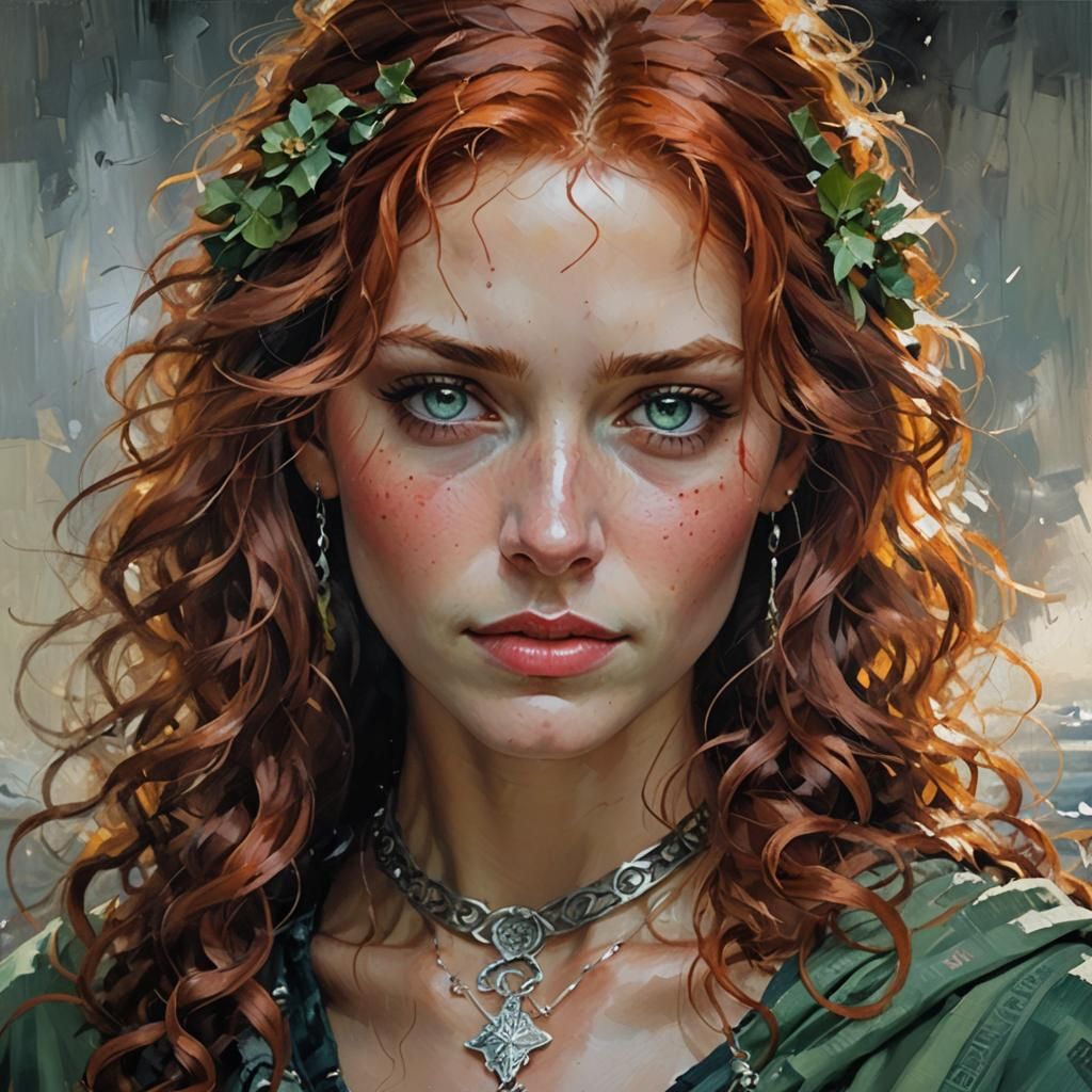 Norse Teen Smiles in Expressionist Painting