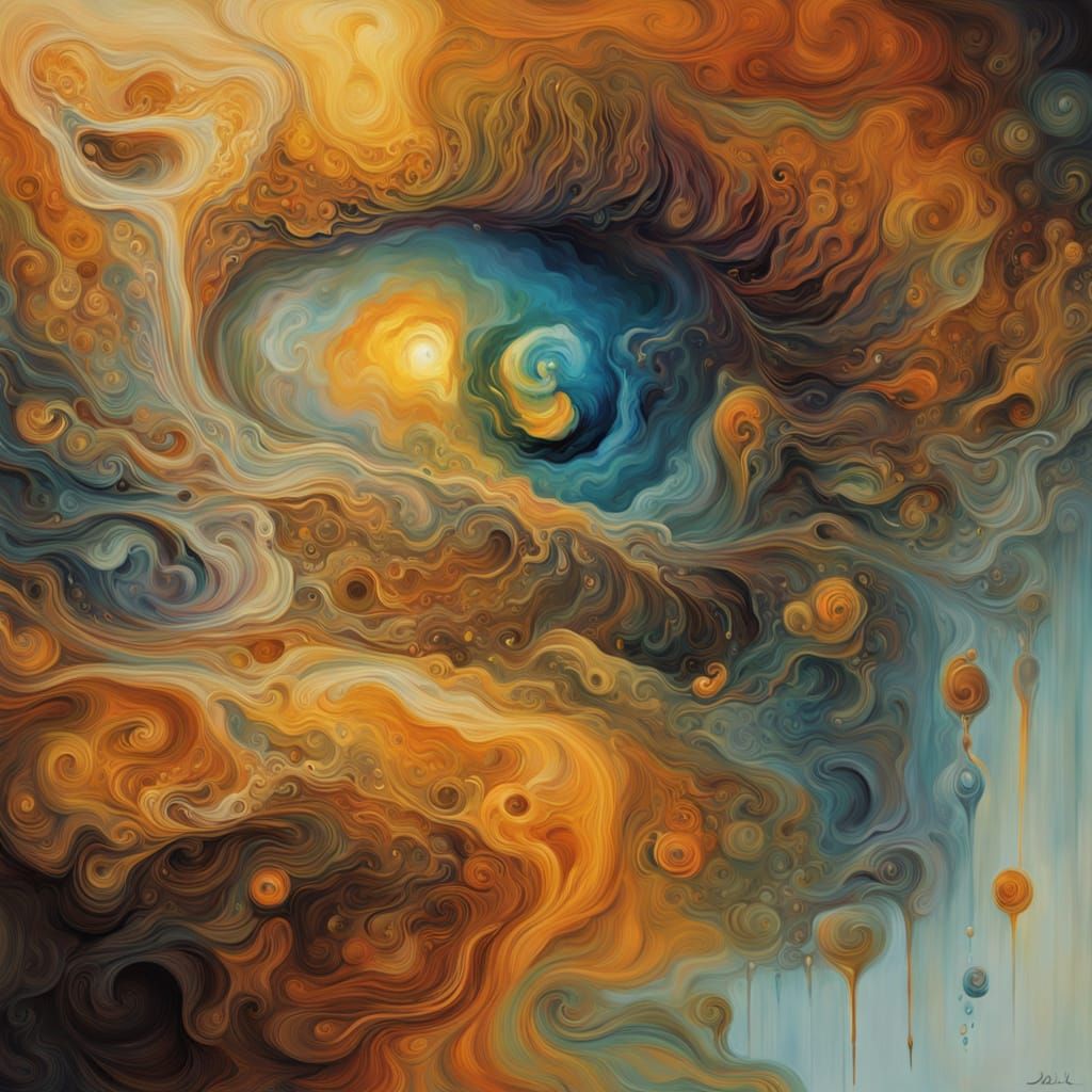 Surreal Static Energy Soaking in Amber