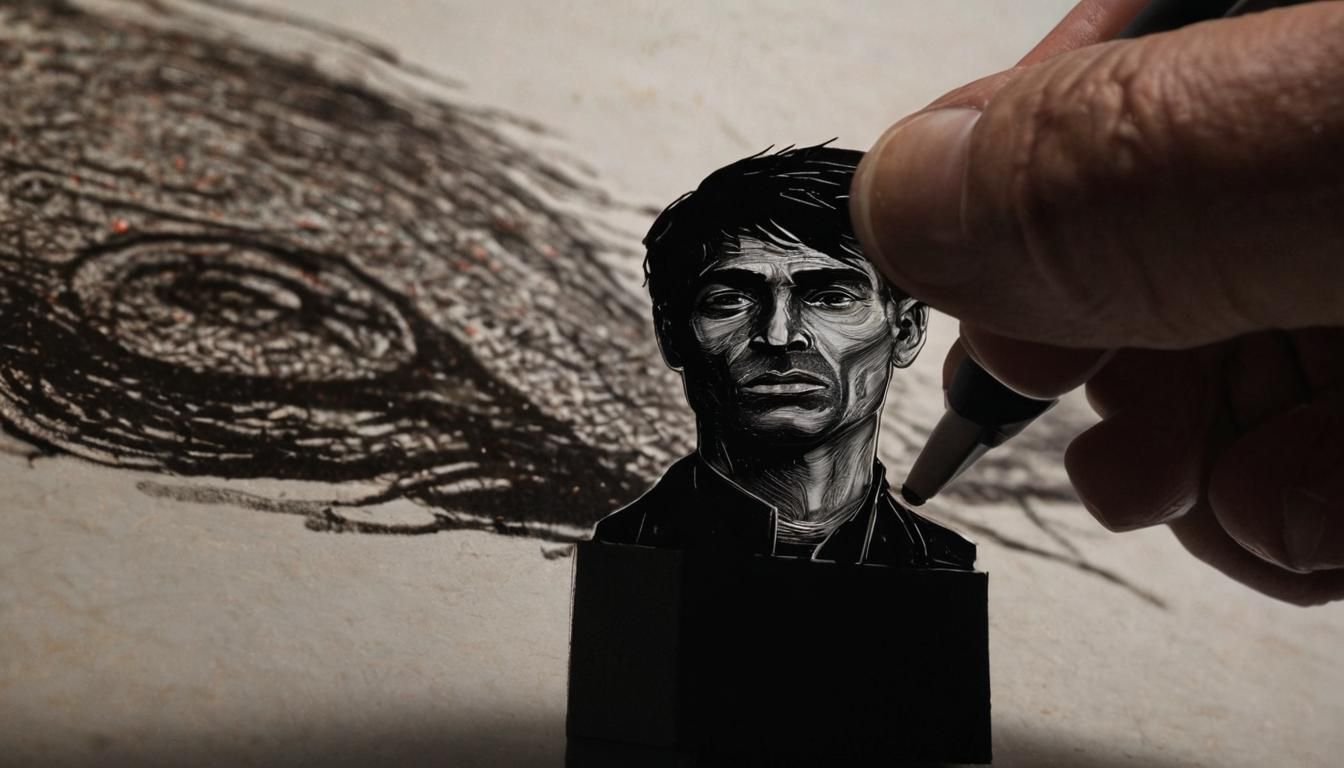 Bitter Man's Portrait in Retrofuturistic Chiaroscuro Style