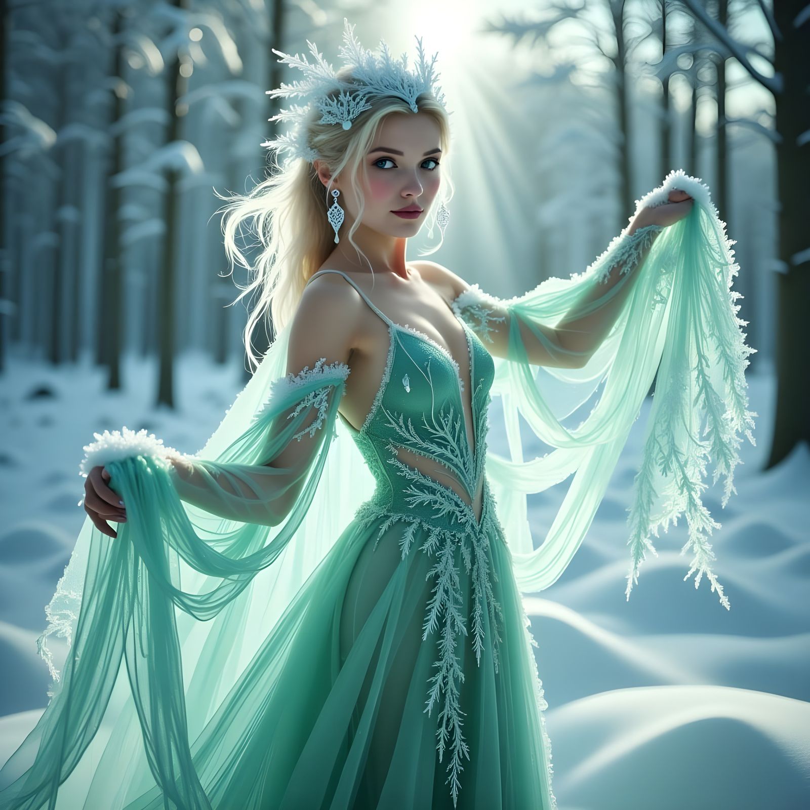 Frosty Goddess in Emerald Regalia