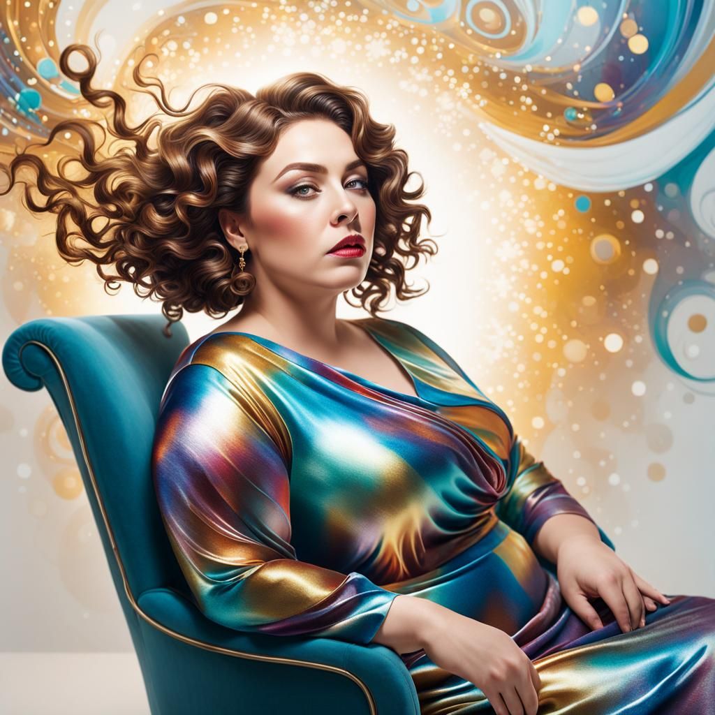 Surreal Plus-Sized Woman in Winter Hues