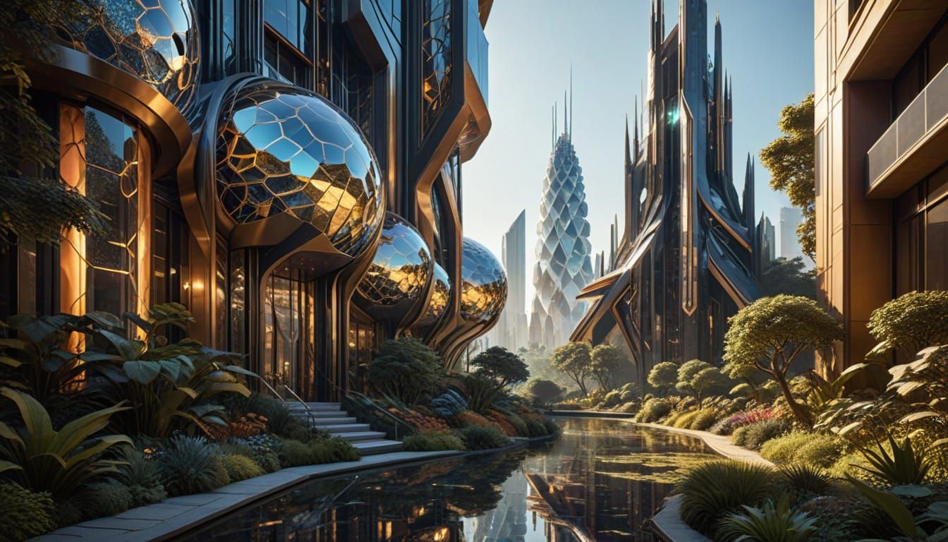 Golden Honeycomb Metropolis Radiates Warm Light