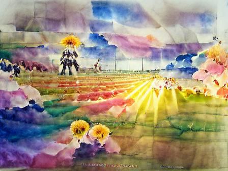 Anime Flower Field in Watercolor Style