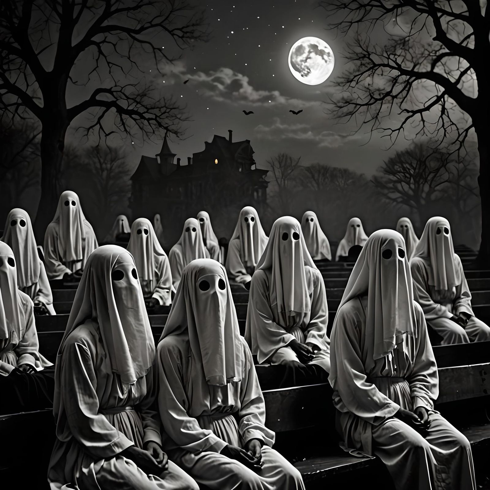 Haunted Silent Theater in Voronoi Style