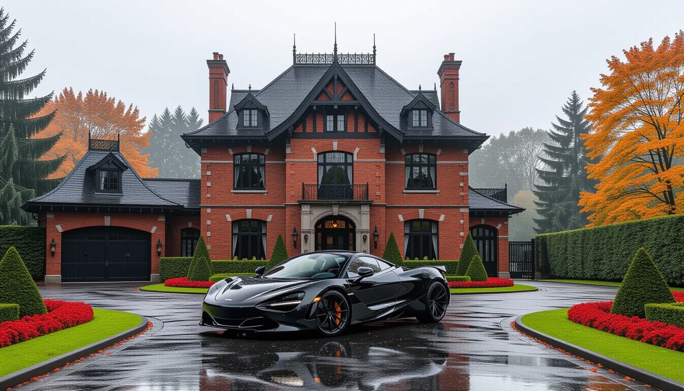 Victorian Chateau with McLaren in Misty Season