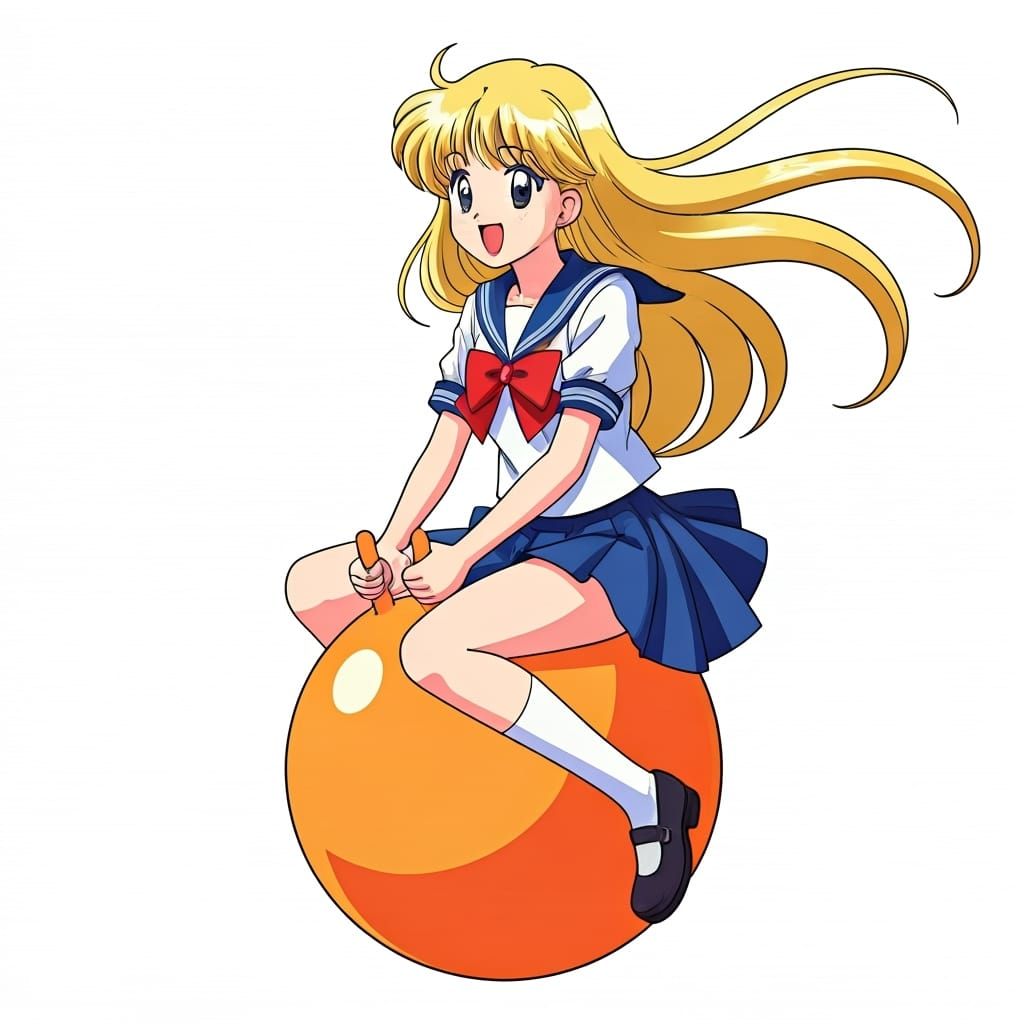 Minako Aino Bouncing on Hopper Ball in Magical Girl Style