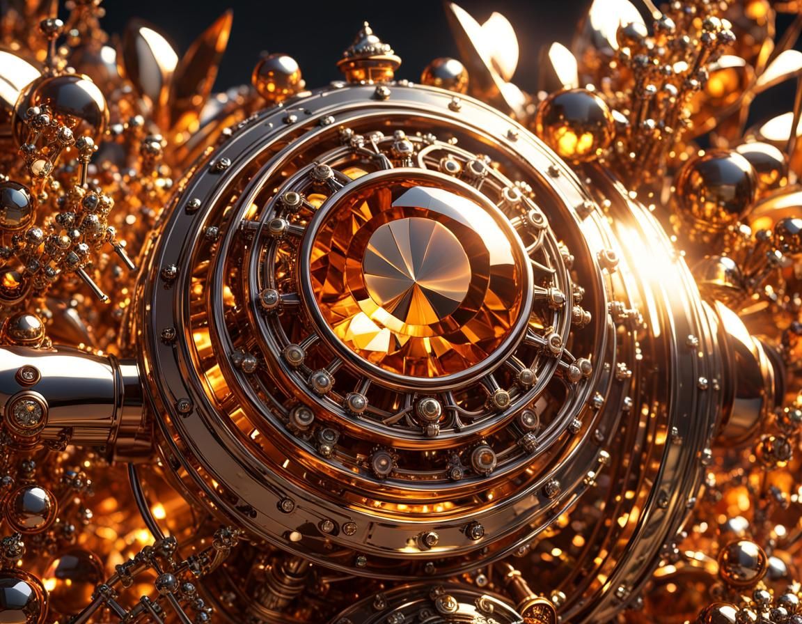 Steampunk Crystal Gardenia in Synthwave Style