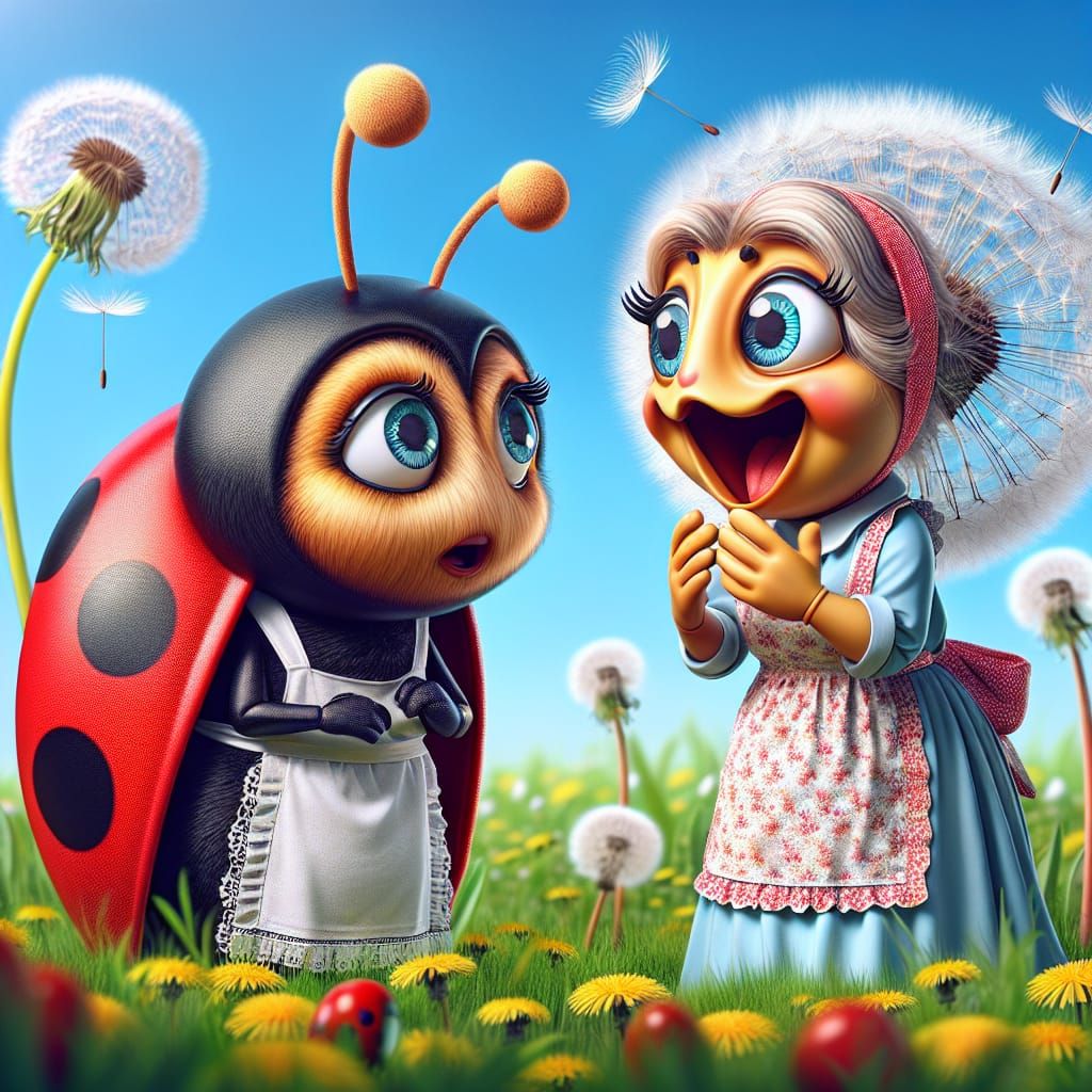 Ladybug and Dandelion Housewives Share Spring Gossip