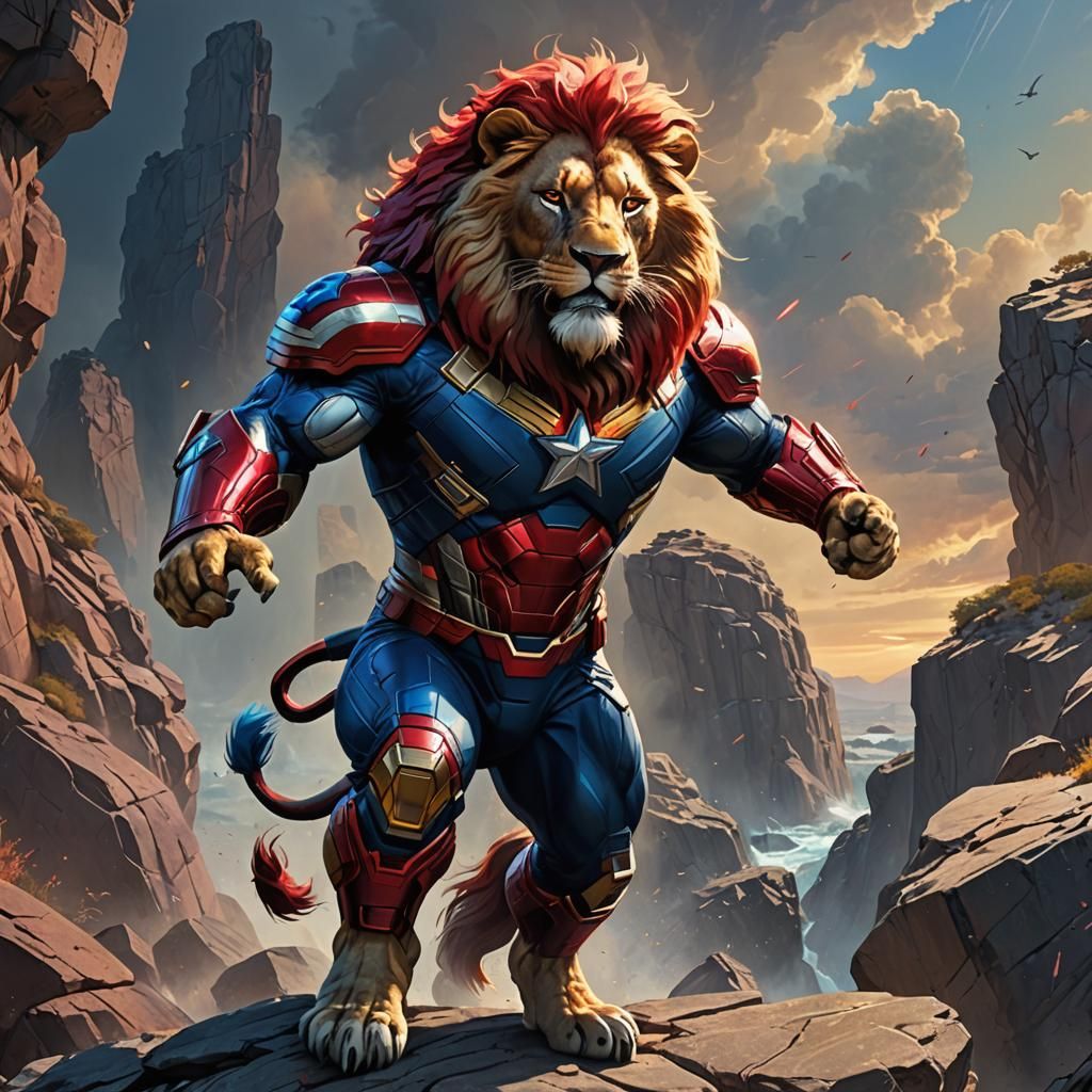 Heroic Lion as Captain America: Concept Art