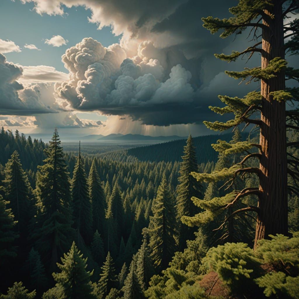 Majestic Coast Redwood Towering Above the Forest, Surrounded...