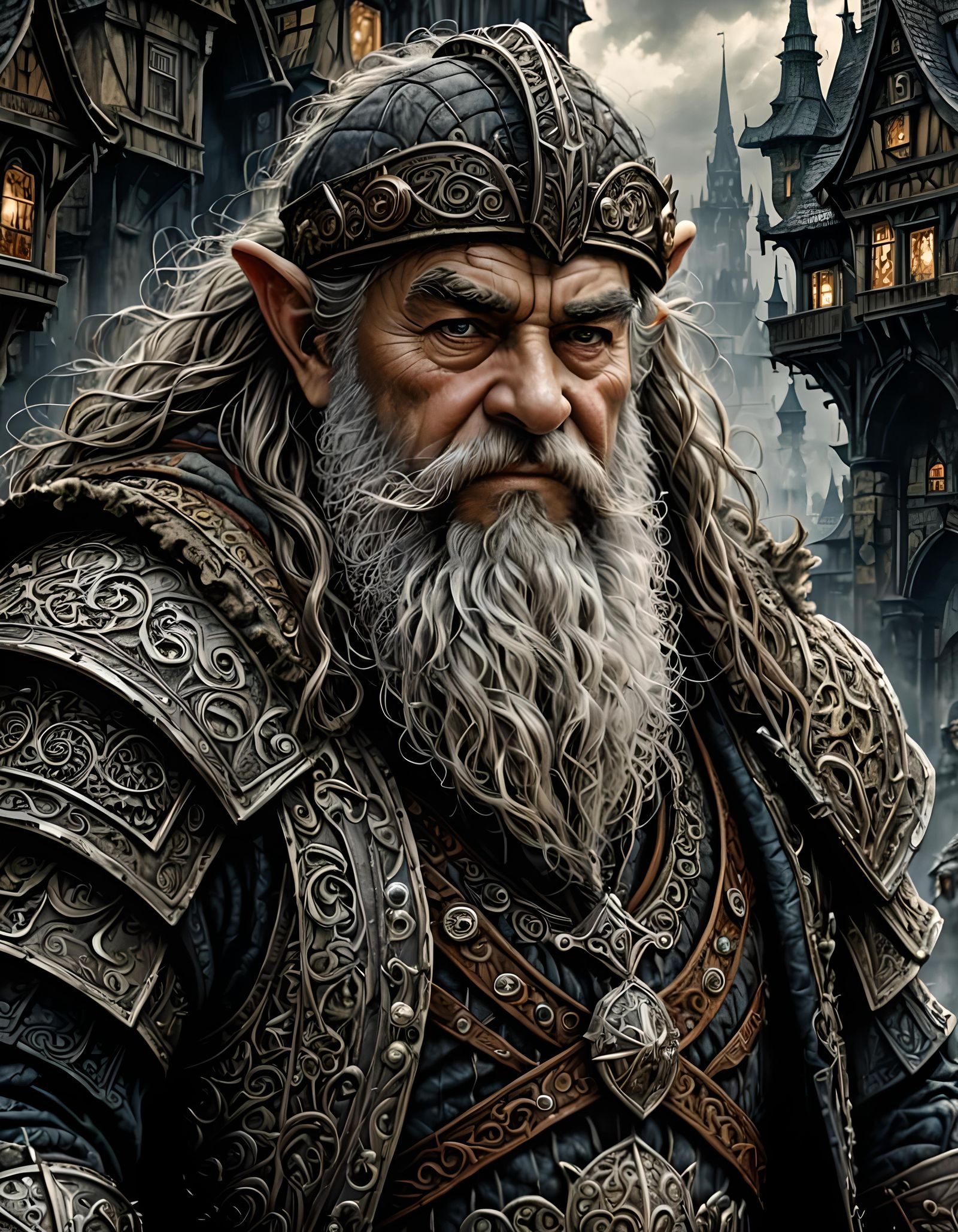 Dwarf Warrior in Golden Armor: Hyperrealistic Concept Art