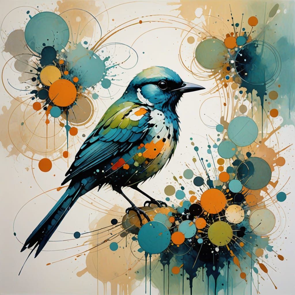 Vibrant Bird Abstract in Pastel Colors