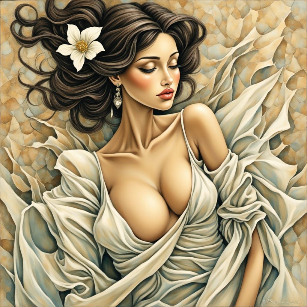 Elegant Woman Lost in Serene Contemplation