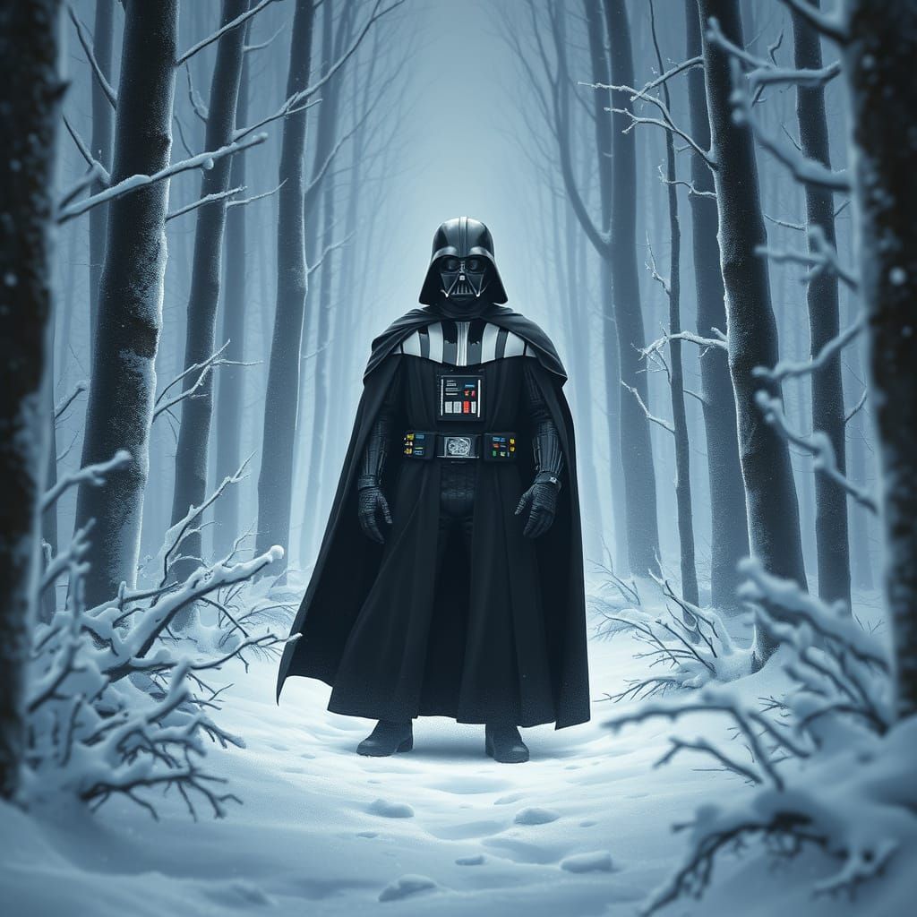 Icy Forest Lord in Retro Sci-Fi Style