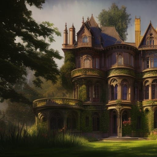 Fantasy Gothic Mansion with Endless Garden