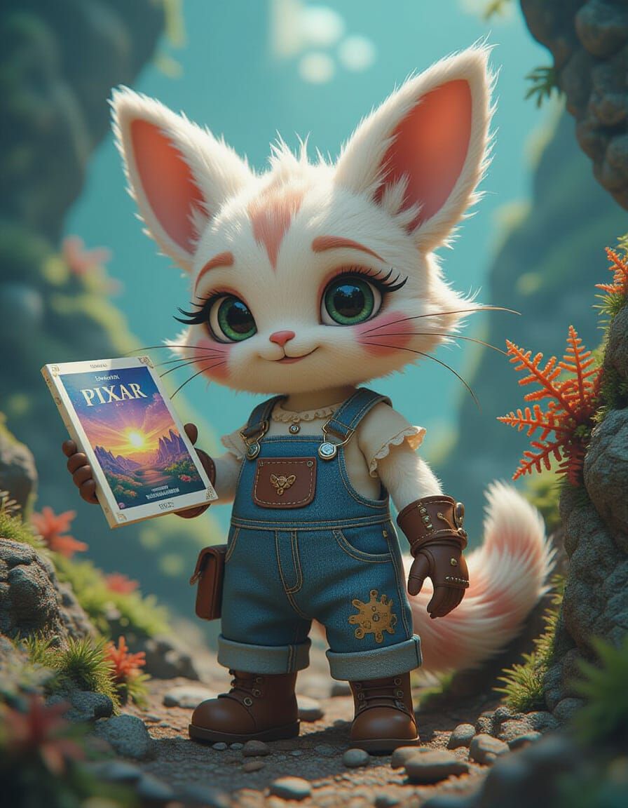 Cute Anime Creature Holding Pixar Movie