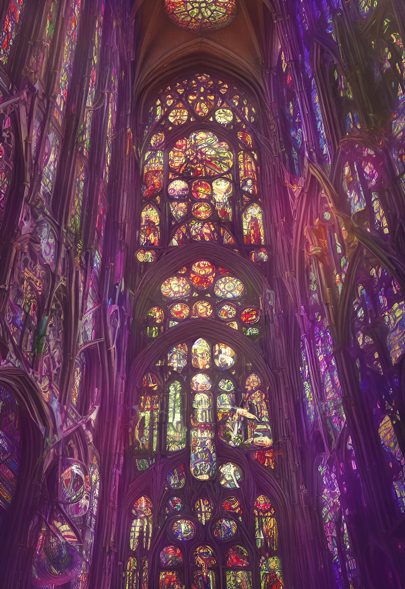 Stained Glass Death Window in Gothic Cathedral