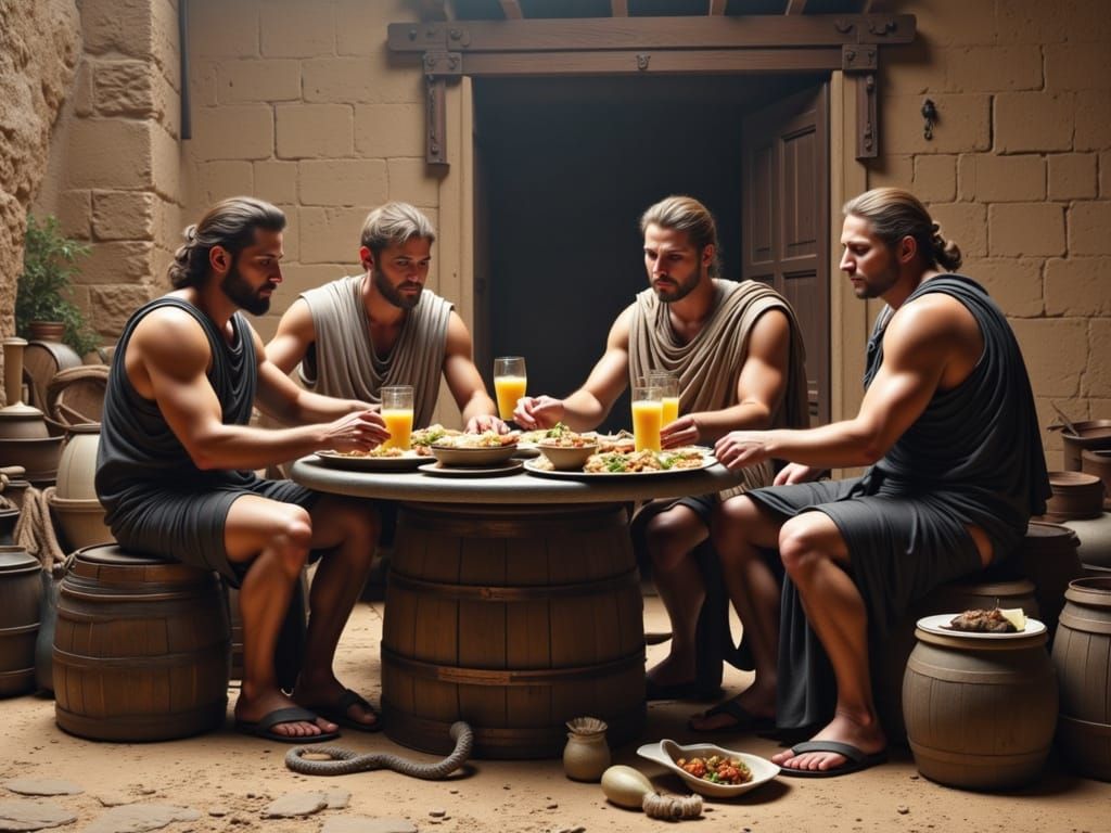 Awesome! Ancient breakfast with OJ and six toes!