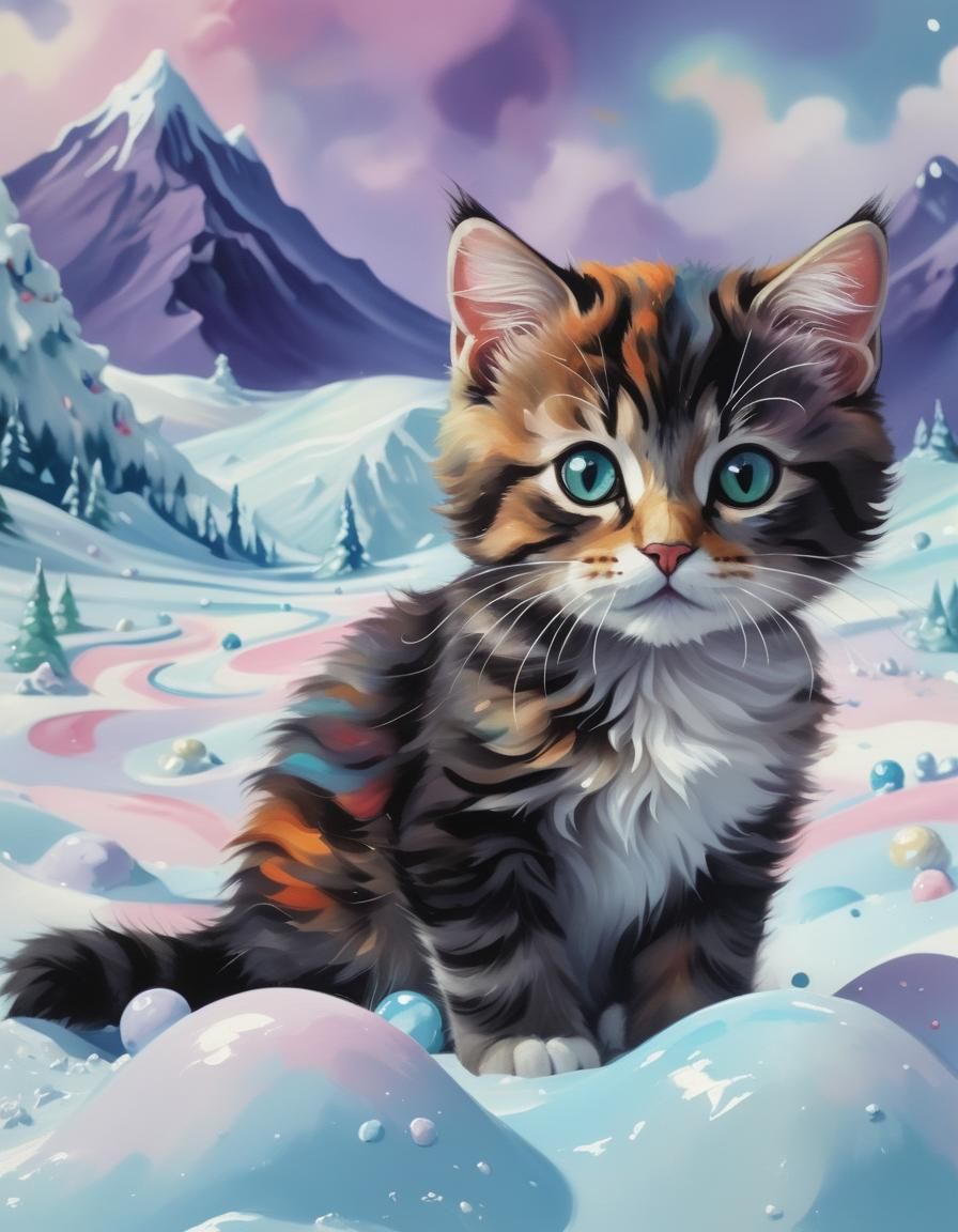 Kitty in a Vibrant Candyland Wonderland