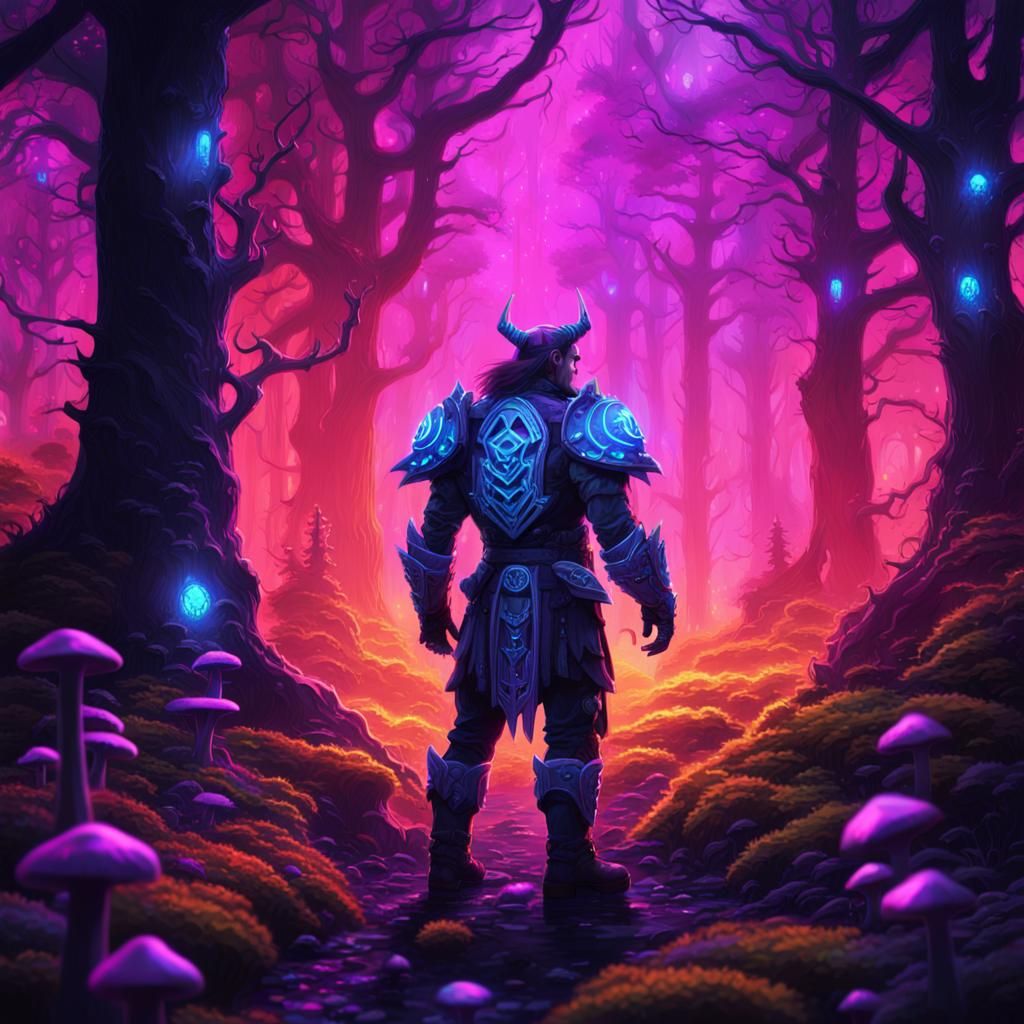 Surreal Cyber Fantasy World in Forest, Iridescent Armor and ...