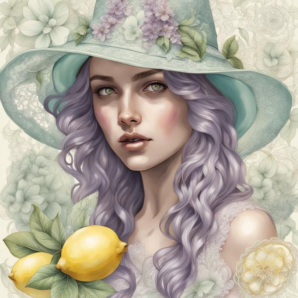 Botanical Girl Portrait in Hyperrealistic Digital Art