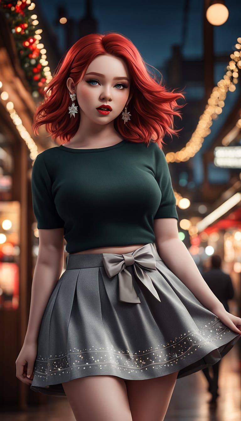 Vibrant Christmas Model Struts Runway in Bold Holiday Style