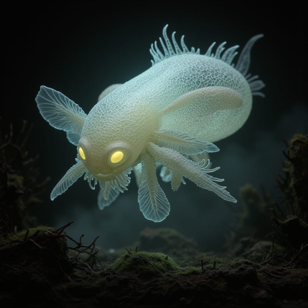 Glowing Gothic Creature with Lace Details