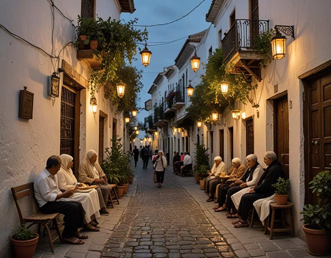 Andalusian Evening Scene with Women and Jasmine