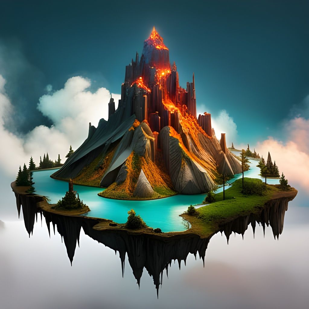 Volcanic Floating Islands: Fantasycore Masterpiece