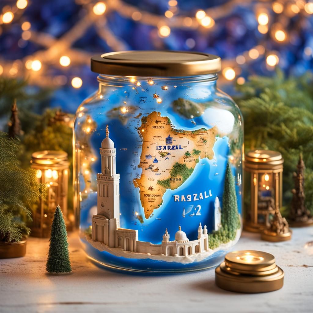 Miniature Israel in a Jar with Dancing Soldiers