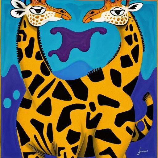 Miro's Giraffe in Neo-Impressionist Style