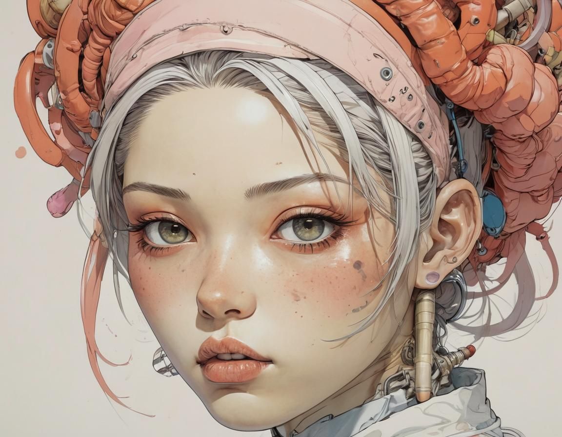 Girl in Color Block Manga Style