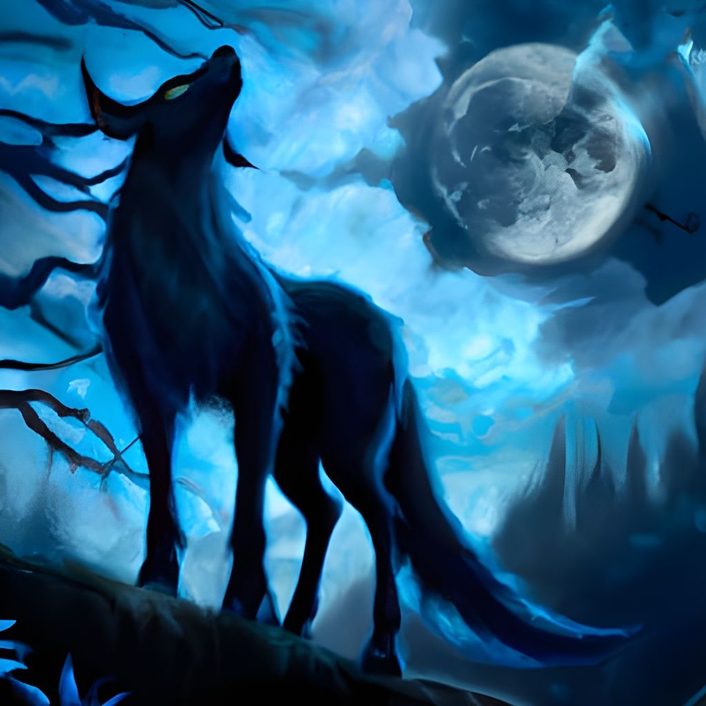 Umbreon Howling at Moon: Dramatic Digital Painting